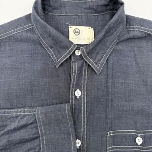 Adriano‎ Goldschmied AG Men's Long Sleeve Blue Button Up Medium Pockets